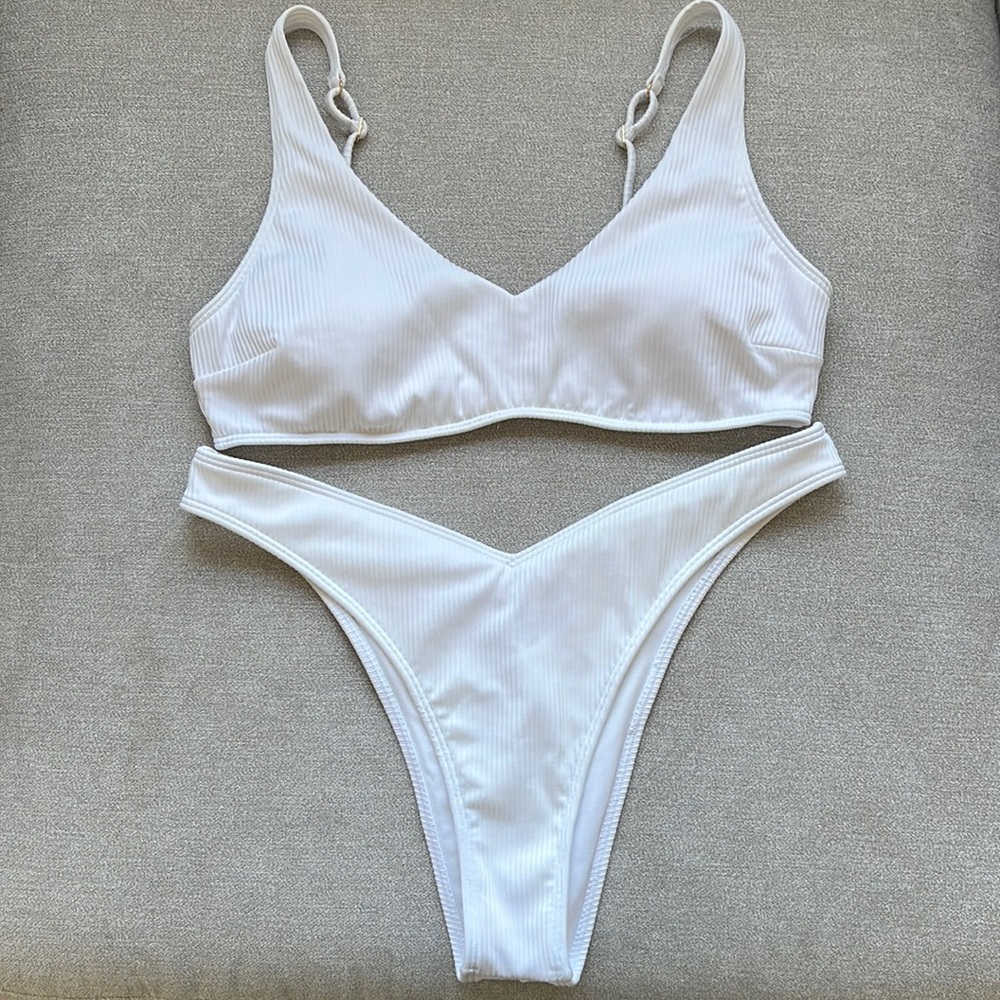 Hollister White Swim Bikini Top and Bottom Set